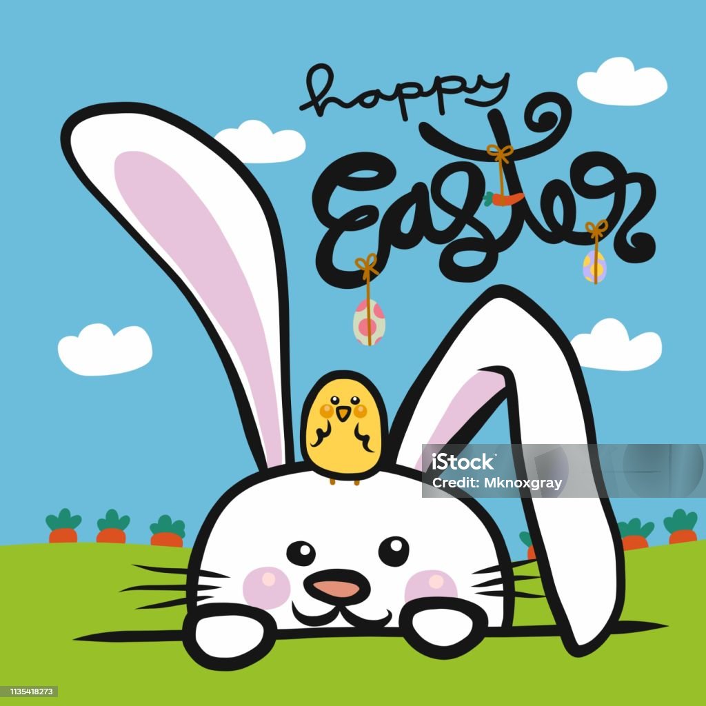 Hello Easter White Rabbit And Baby Chick Friend In Carrot Farm Cartoon Vector Illustration Doodle Style Stock Illustration - Download Image Now - iStock Hello Easter White Rabbit And Baby Chick Friend In Carrot Farm Cartoon Vector Illustration Doodle Style Stock Illustration - Download Image Now - iStock