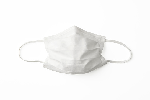 Overhead shot of protective face mask, isolated on white with clipping path.