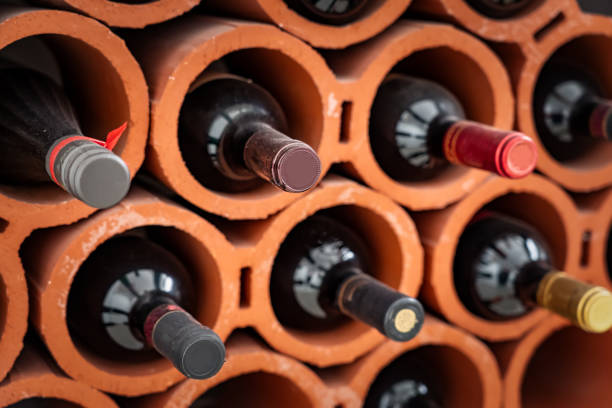 Store wine Bottles stock photo
