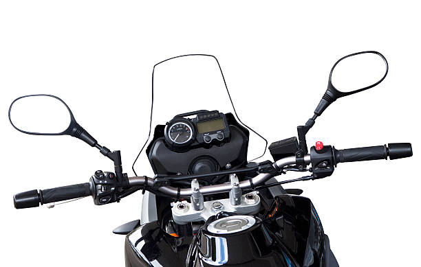 istock Motorbike handlebars and reversing mirros isolated on white 113543055