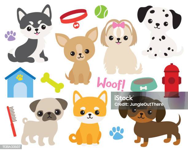 Cute Puppy Dog Vector Illustration Stock Illustration - Download Image Now - Puppy, Cute, Dog