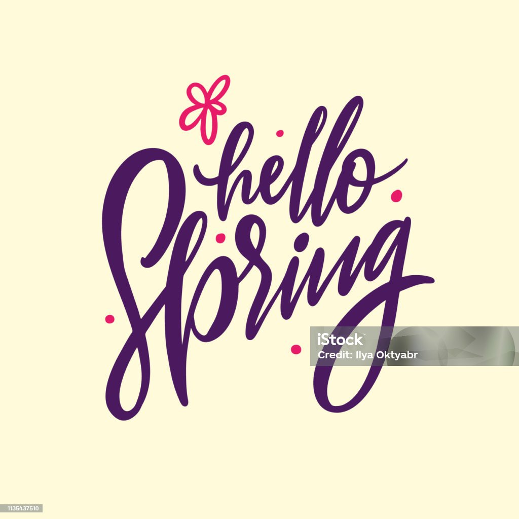 Welcome Spring Letra Ilustración de Hello Spring Frase Dibujado A Mano Con Letras ...