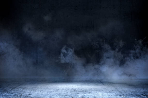 habitación con suelo de hormigón y humo - paisaje con nubes fotos fotografías e imágenes de stock