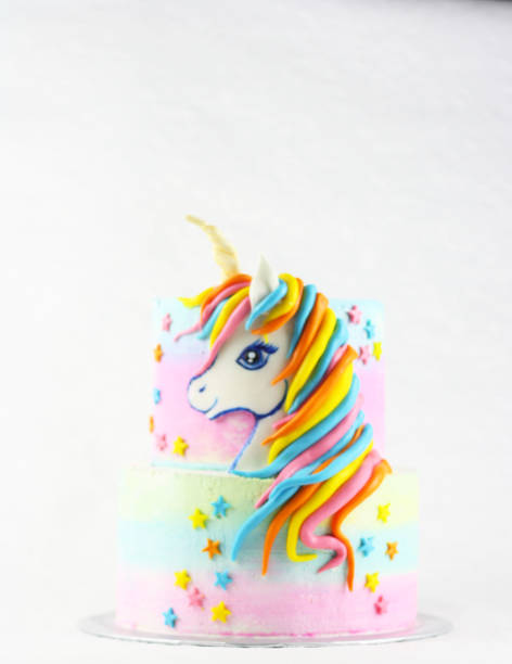 istock Unicorn cake with pink frosting and copy space 1135441713