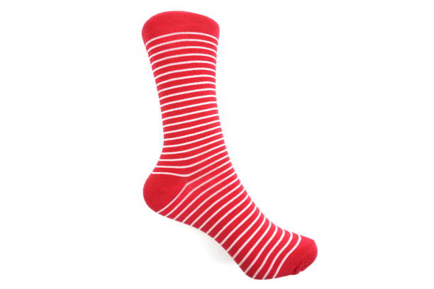istock red and white stripe socks isolated on white background; 1135441745