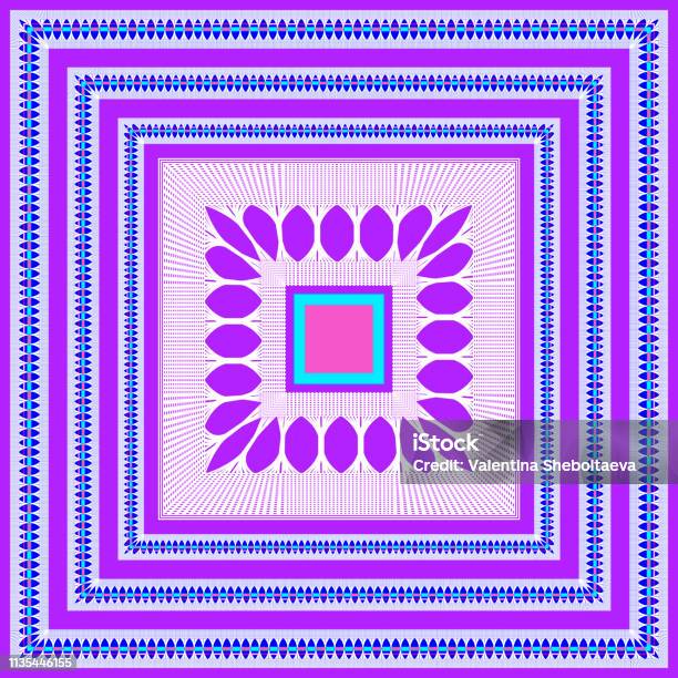 Vector Geometric Pattern For Design Scarf Hijab Scarf Tile Stock Illustration - Download Image Now