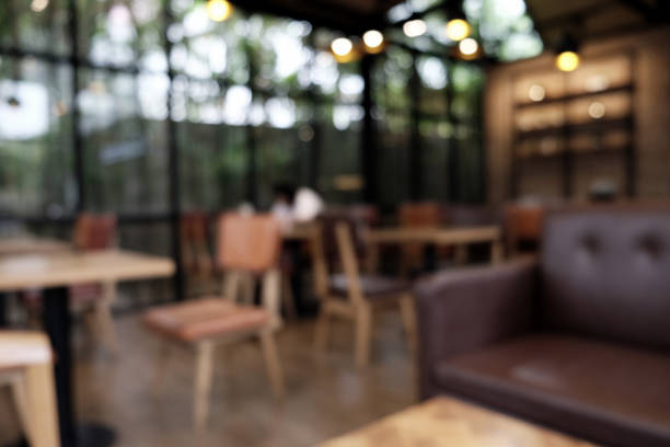 Blur coffee shop - cafe blurred with bokeh background, vintage style