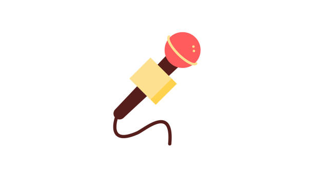 ikona mikrofonu z drutem - singing silhouette singer karaoke stock illustrations