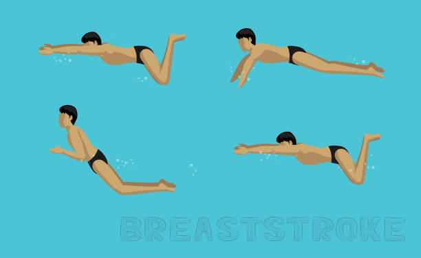 schwimmen im stil der breaststroke motion sequence man animation set - breaststroke stock-grafiken, -clipart, -cartoons und -symbole