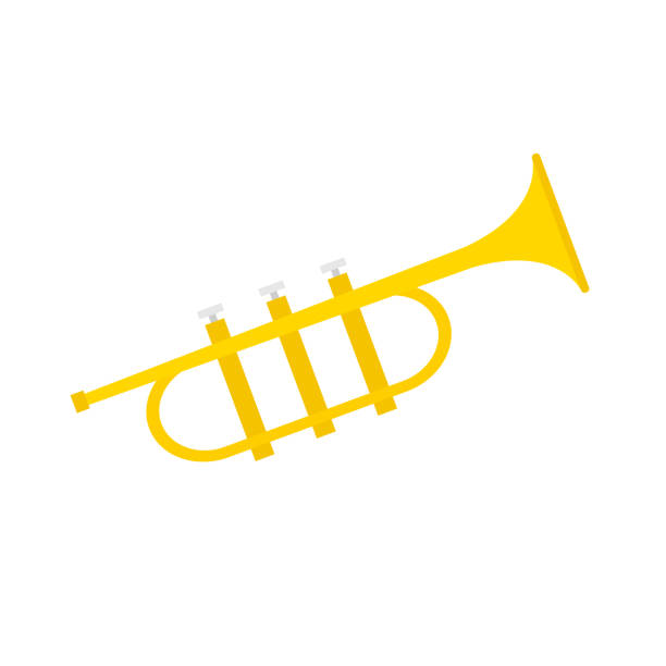 trompetensymbol flache illustration. vector music instrument isoliert auf weißem hintergrund - trumpet bugle cornet cartoon stock-grafiken, -clipart, -cartoons und -symbole