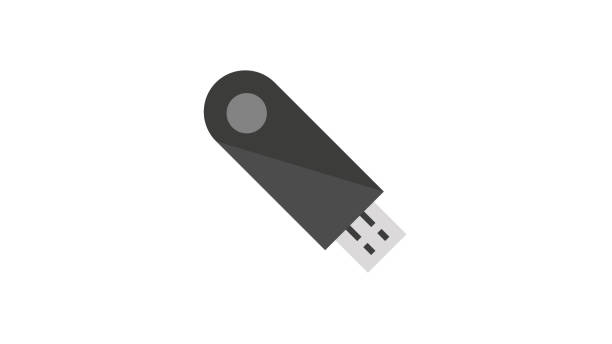 ilustraciones, imágenes clip art, dibujos animados e iconos de stock de icono de pendrive usb - usb cable security stick data
