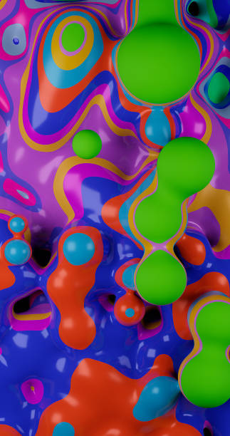 istock 3d rendering. Abstract illustration of multi-colored bulbs. Viscous fluid in zero gravity. Background 1135461170