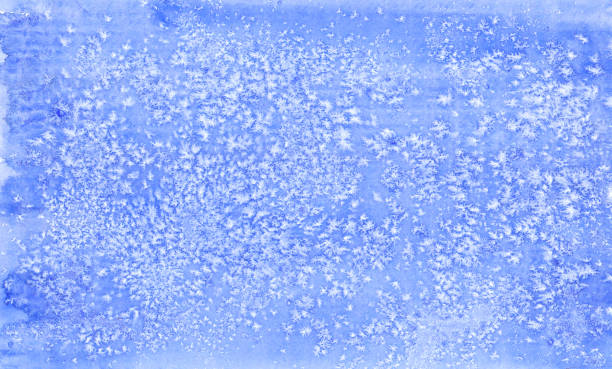 нарисованная вручную акварель иллюстрация морозного синего фона - frozen cold spray illustration and painting stock illustrations