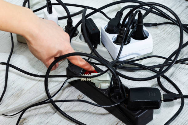 istock Lots of electrical outlets-enabled devices. Power saving 1135470528