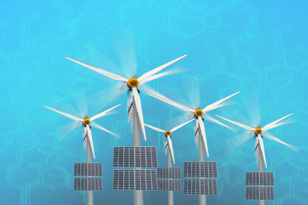 istock Wind turbines, solar systems, senphlangngan For the world's technology. 1135471761