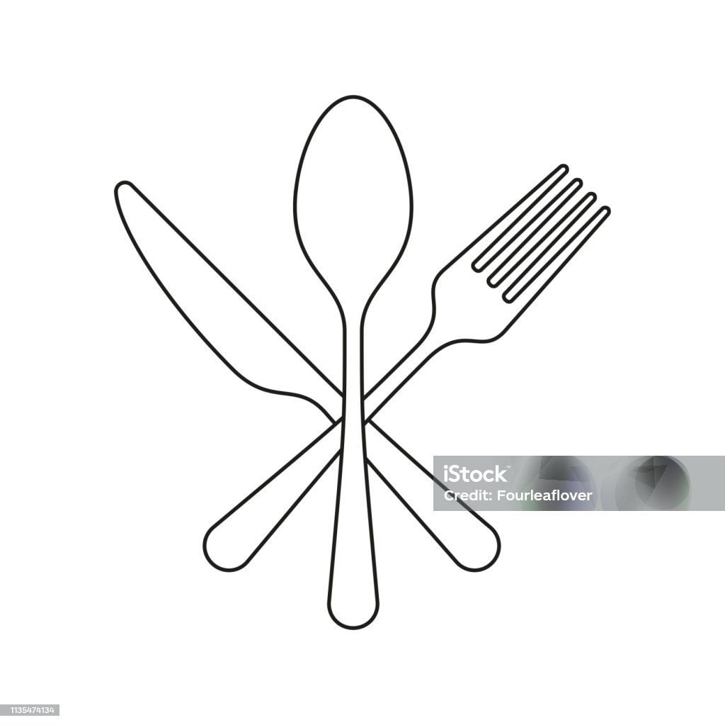 Fork, Knife and spoon Icon Flat outline Graphic Design Fork stock vector