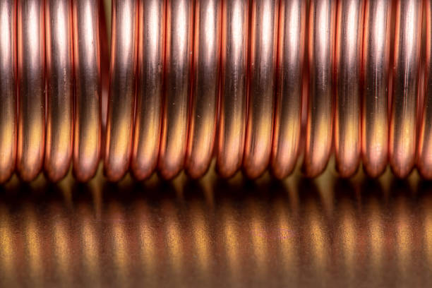 istock Macro of copper coil on metallic surface 1135474809