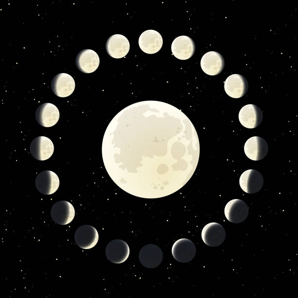 istock The Moon phase illustration with all range of the lunar life cycle. 1135475310