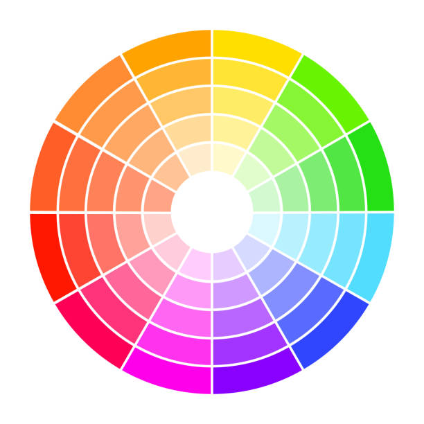 ilustrações de stock, clip art, desenhos animados e ícones de color wheel guide with saturation and highlight. colour picker assistant. - color swatch print color image spectrum