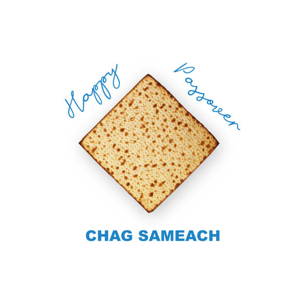 happy passover jewish holiday concept, studio image. matzah isolated on white background top view, happy passover calligraphic text. - passover seder judaism afikoman imagens e fotografias de stock