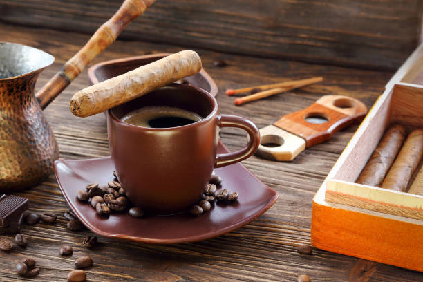 istock Cigars and a cup of black coffee 1135477532