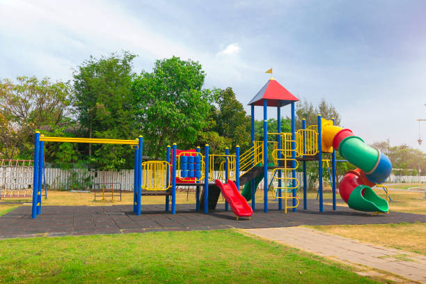 istock Colorful playground on yard in the park. 1135477840