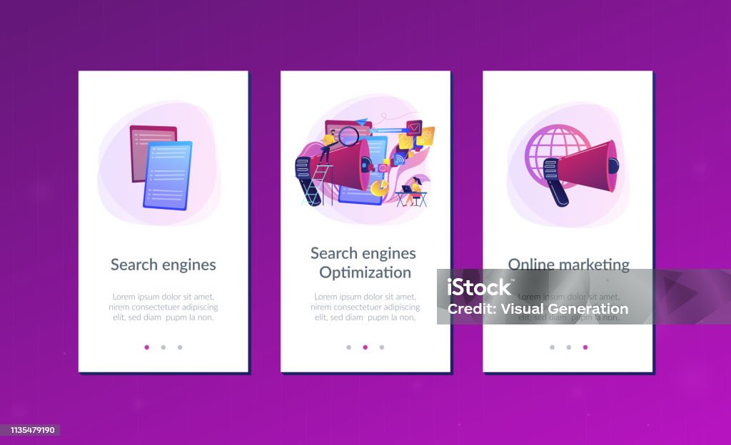 Search Engines Optimization App Interface Template Stock Illustration ...