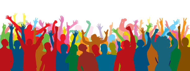 crowd (people are complete-a clipping path hipping the legs) - sports event applauding cheering group of people stock-grafiken, -clipart, -cartoons und -symbole