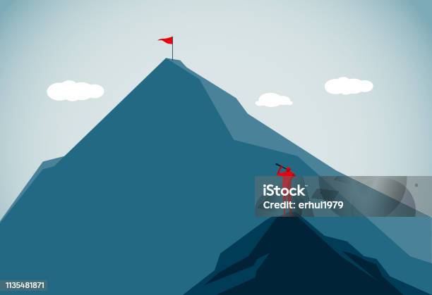 Mountain Peak Stock Illustration - Download Image Now - Mountain, Aspirations, Leadership