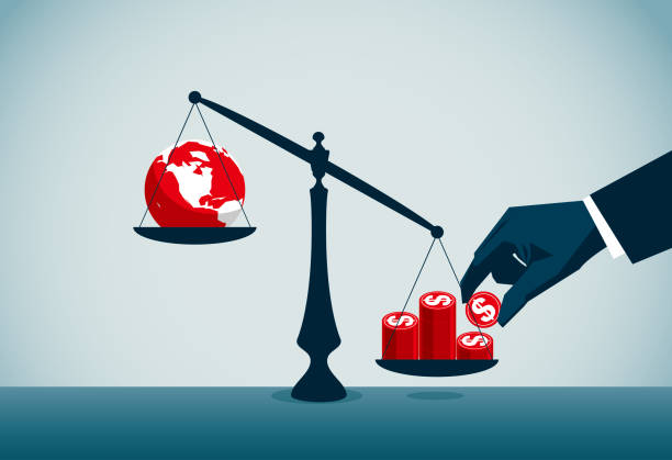 глобальный бизнес - weight scale currency globe earth stock illustrations