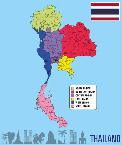 векторная карта таиланда - phuket province stock illustrations