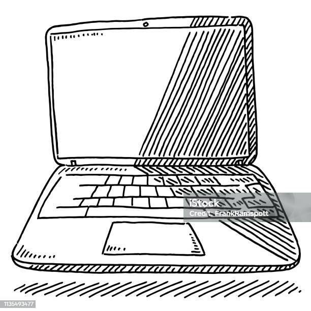 Laptop Computer Drawing Stock Illustration - Download Image Now - Laptop, Drawing - Art Product, Computer