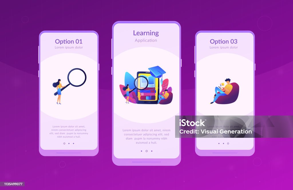 Learning App Wireframe Mobile Learning App Interface Template Stock Illustration - Download ...