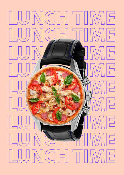 istock Funny art collage. Pizza with wristwatch. 1135499125