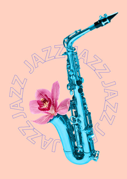istock Blue saxophone on pink background 1135499139