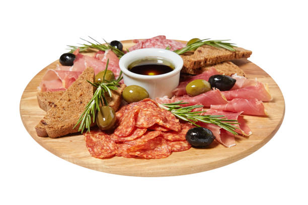 meet snack on a wooden board