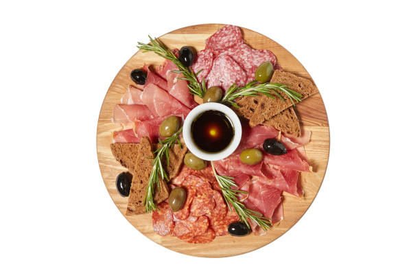 meet snack on a wooden board