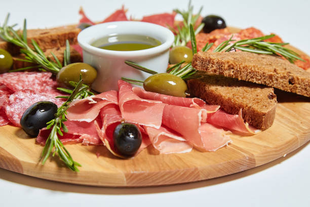 meet snack on a wooden board