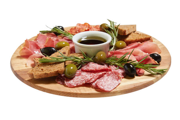 meet snack on a wooden board