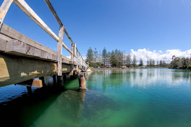 Brunswick Heads. The bridge to the beach in Brunswick Heads. brunswick heads nsw stock pictures, royalty-free photos & images
