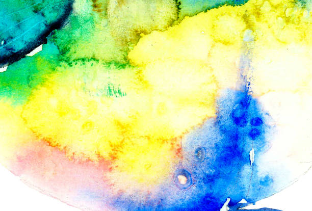 istock Hand drawn watercolor abstract textured background blue yellow pink green orange 1135502923