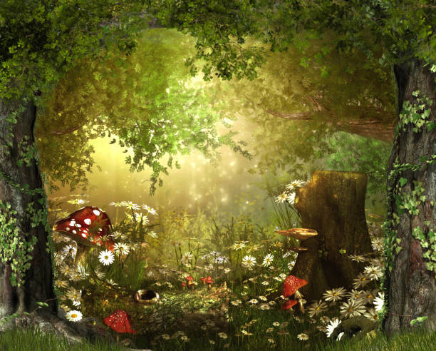 Enchanting Lush ,Fairy Tale Woodland Beautiful enchanting fairy tale lush woodland, 3d render fantasy stock pictures, royalty-free photos & images