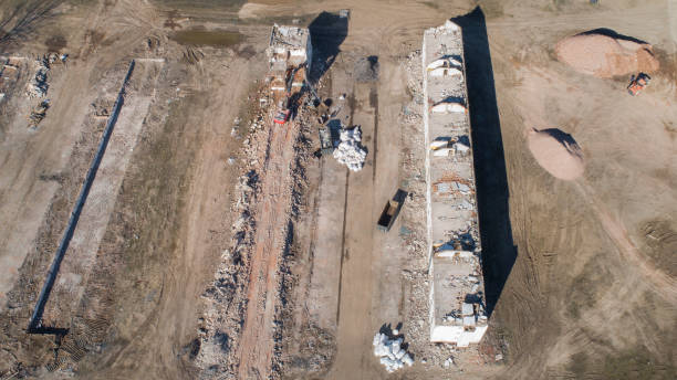 istock Demolition area - debris, aerial view 1135513963