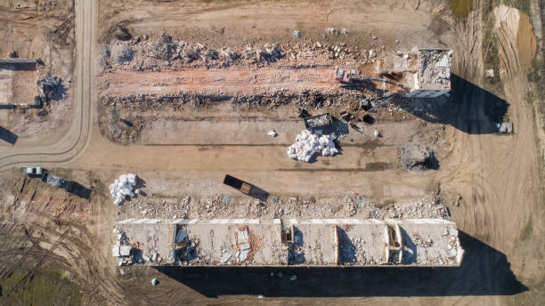 istock Demolition area - debris, aerial view 1135513990
