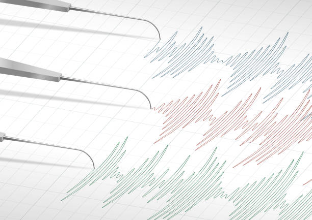 Polygraph Lie Detector Test Vector Close-up Vector illustration of a Polygraph Lie Detector Test Close-up interview event patterns stock illustrations