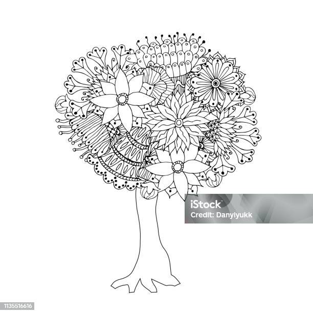 Ilustración de Árbol De Floración Con Libro Para Colorear Monocromo y más Vectores Libres de Derechos de Color negro - iStock Ilustración de Árbol De Floración Con Libro Para Colorear Monocromo y más Vectores Libres de Derechos de Color negro - iStock
