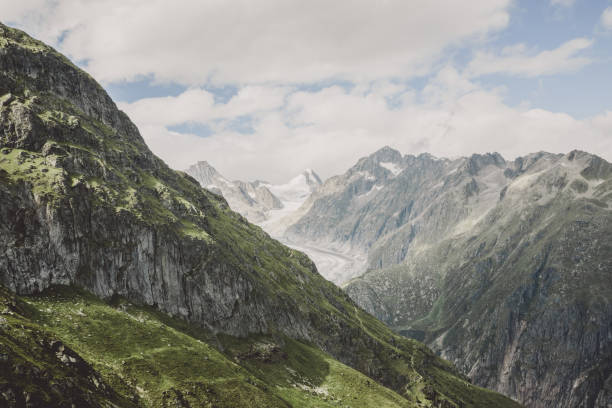 istock View closeup mountains scene, route great Aletsch Glacier 1135517991
