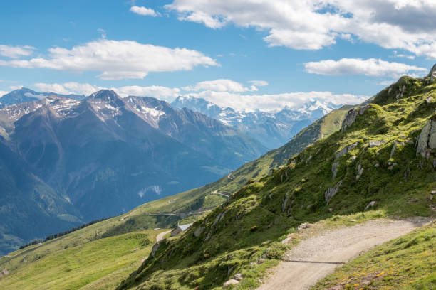 istock View closeup mountains scene, route great Aletsch Glacier 1135518068