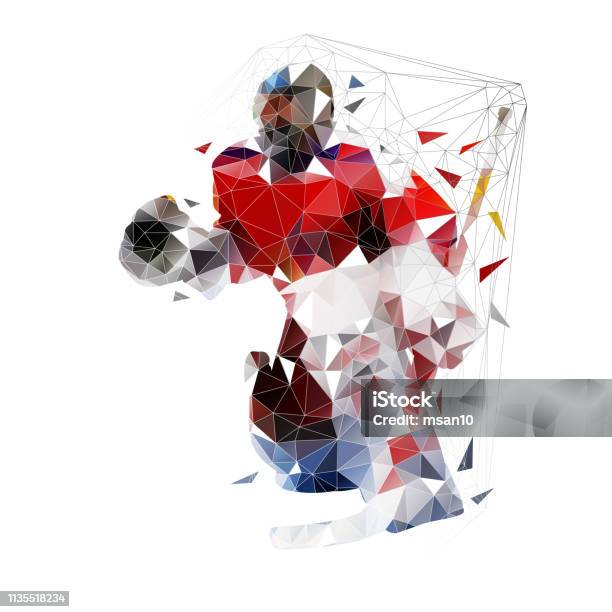 Hockey Goalie Geometric Vector Illustration Ice Hockey Player Low Poly Stock Illustration - Download Image Now