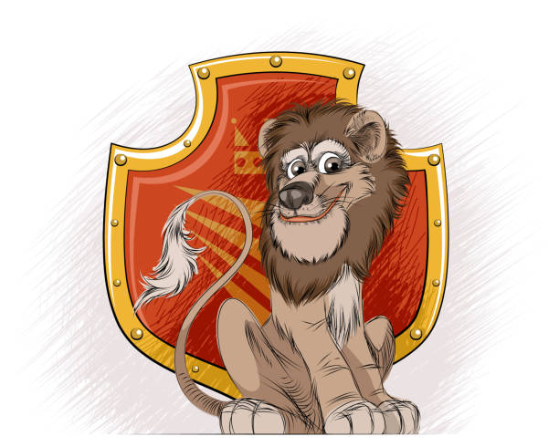 ライオンと紋章の盾 - crown gold coat of arms king点のイラスト素材／クリップアート素材／マンガ素材／アイコン素材
